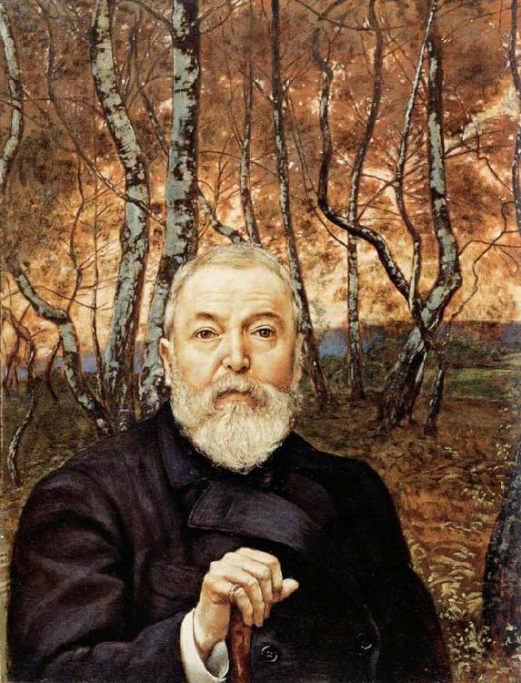 Hans Thoma Self-Portrait before a Birch Wood oil painting picture
